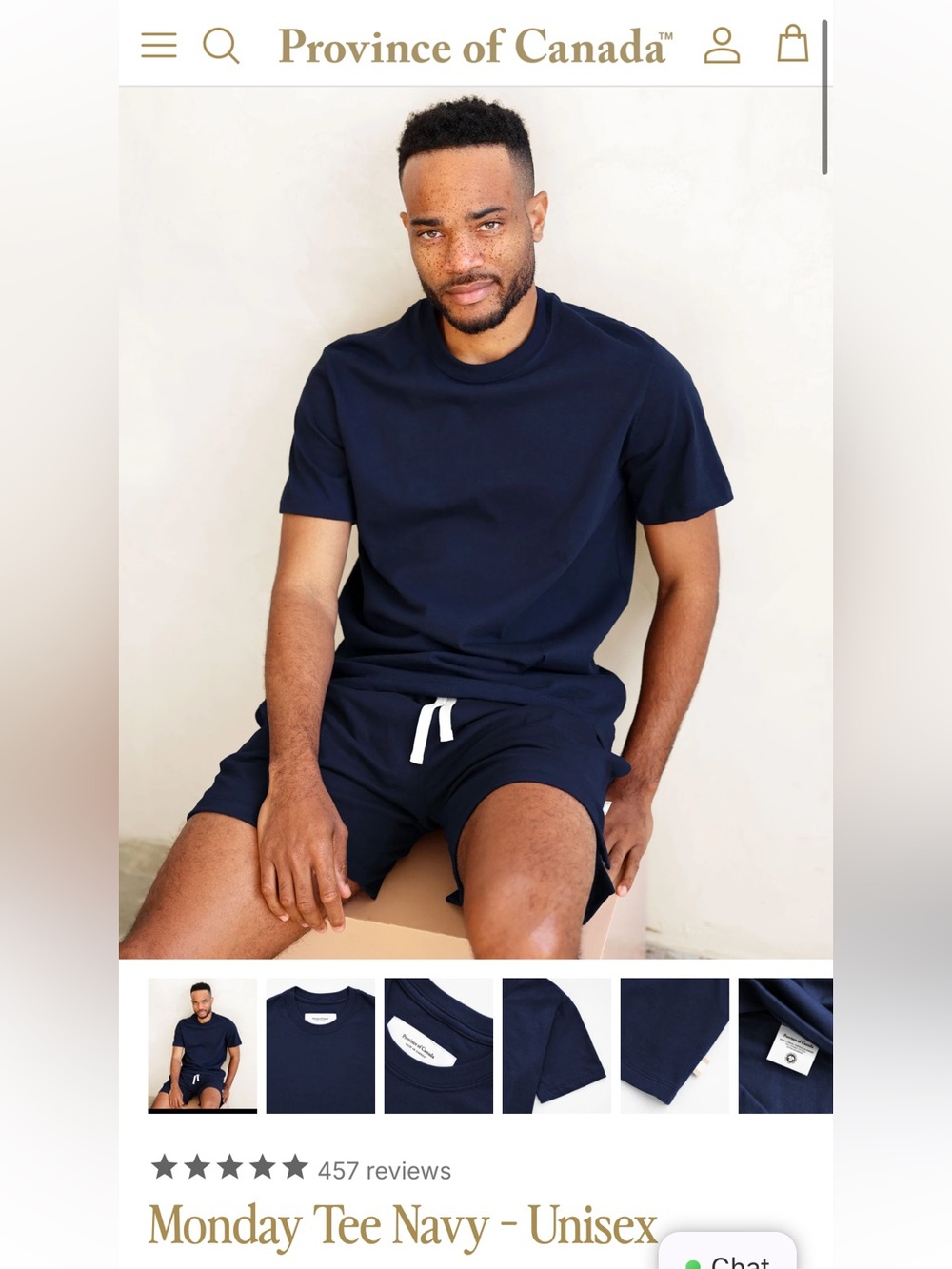 Province Of Canada Monday tshirt in Organic Cotton in Navy